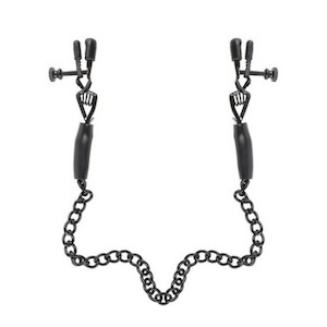 Fetish Fantasy Adjustable Nipple Chain Clamps - Black