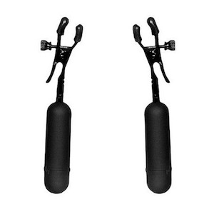 Fetish Fantasy Cordless Vibrating Nipple Clamps - Black