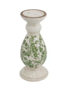 CANDLES: Candle Holder - Green/White