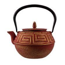 Cast Iron Tea Pots: CAST IRON TEA POT - Majestic Red/Gold