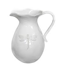 Dragonfly Dinnerware: Dragonfly Stoneware White Jug-SMALL
