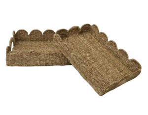 Trays Boards Boxes Baskets: Seagrass Scallop Rectangle Tray