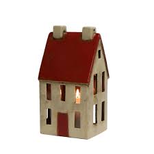 Tea Light Houses: Alsace Tea Light Tall Chalet Red White