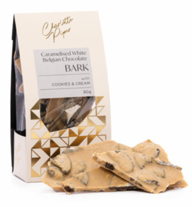 Speciality Foods: Charlotte Piper Caramelised White Belgian Chocolate with COOKIES & CREAM