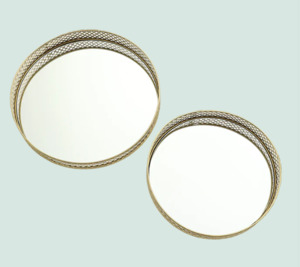 Gold Round Mirror Tray