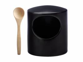 Salt Pepper Mills: Epicurious Salt Pig with Bamboo Spoon