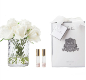 Cote Noir - Herringbone Flower Rosebuds/White