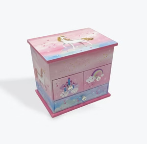 Jewellery Boxes: Unicorn 3 Draw Musical Jewellery Box