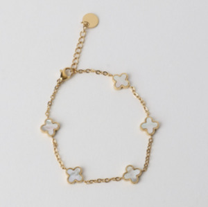 Jewellery Boxes: Clover Multi Bracelet - Glod/White