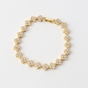 Jewellery Boxes: Clover Bracelet - 18k Gold Plated/CZ