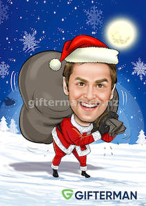 Santa with Toy Sack Caricature