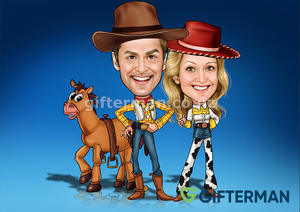 Toy Story Couple Caricature