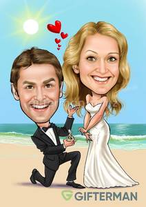 Beach Engagement Caricature