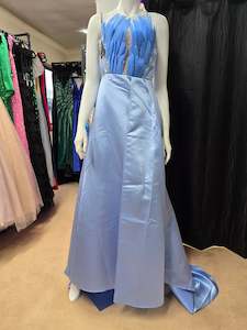 Dresses On Sale New: DPB0107 Feather Trim Blue Dress