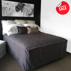 Clearance: Chapeau Piped Bed Cover - Pewter [CLEARANCE]