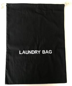 Bedroom: Black 100% Cotton Laundry Bag