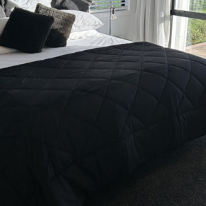 Bedroom: Serendipity Black Quilted Velvet Comforter 300gsm