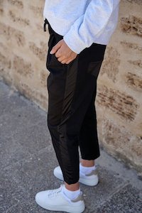 Style Laundry: Cotton Twill w Satin Stripe Pant - Black
