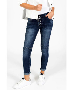 Italian Star: Classic Button Jean - Dark Denim