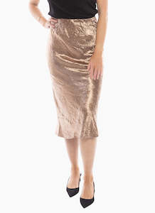 Leila Luca: Milan Bias Cut Skirt - Bronze