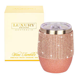 Diamonte Wine Tumbler - Glitter Rose