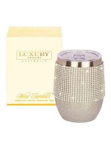 Diamonte Wine Tumbler - Glitter Silver