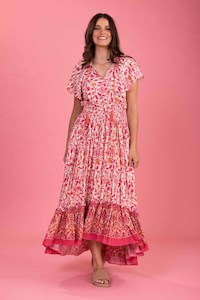 Dress: Alvin Maxi Dress - Pink Boho