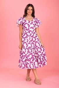 Leo Midi Dress - Cerise Floral