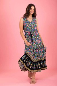 Dress: Felissa Midi Dress - Black Boho