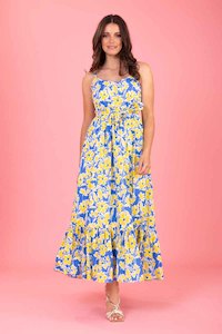 Dress: Gigi Maxi Dress - Blue Yellow