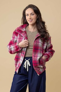 Saskia Bomber Jacket - Pink Tartan