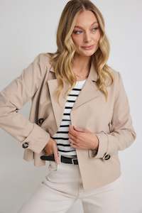 Pathway Taupe Cropped Trench Jacket