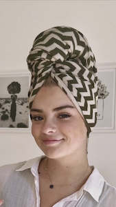 Scarves: Hair Towel - Olive/Swan