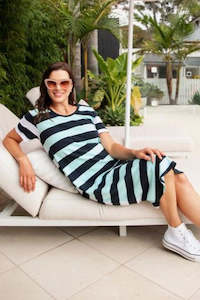 Mercury Stripe Dress - Tonic Blue & Navy Stripe