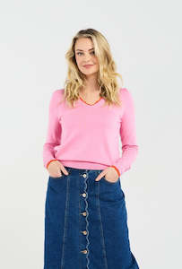 Maddy Scallop Trim Knit - Pink