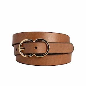 Brooke Leather Belt with Double D Buckle Tan