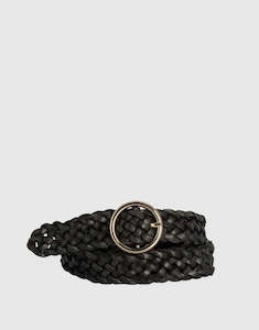 Catrina Woven Black Leather belt