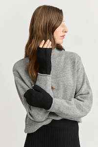 Open End Merino Mitten - Black