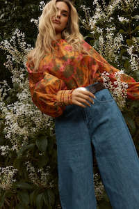 Panama Top - Orange Floral