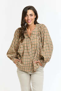 Italian Star: Sybil Shirt - Check Print Beige