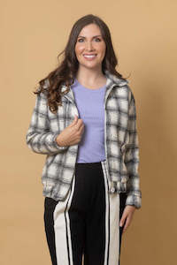 Charlo: Saskia Bomber Jacket - Black Check