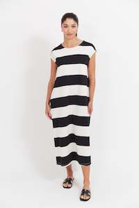 Haven: Jardin Stripe TShirt Dress - Black