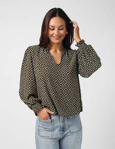 Cecily Blouse - Olive Mosaic