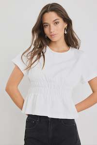 Svelte Ivory Shirred Detail SS Tee