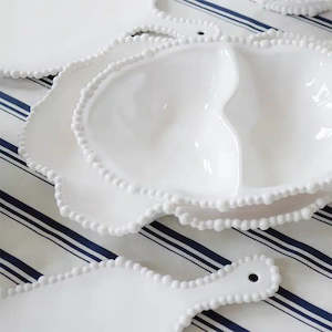 Melamine Pearl Double Serving Bowl - White