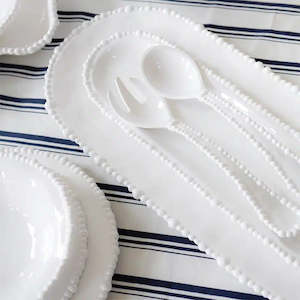 Under 50 Gifts: Melamine Pearl Salad Servers - White