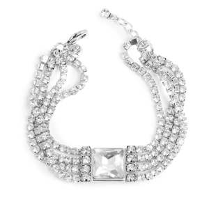 A C Oslo: 3018-0733 Statements Bracelet - Square Crystal Silver