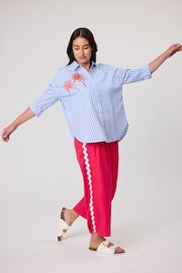 Duo 1: Lexie Embroidered Shirt - Blue Stripe