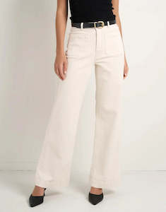 Zoey High Rise Wide Leg Jean - Ecru