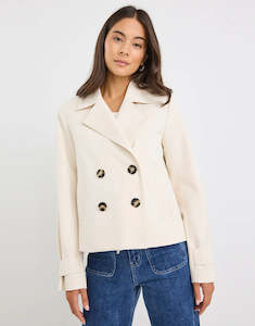 Stories Be Told: Pathway  Cropped Trench Jacket - Pumice